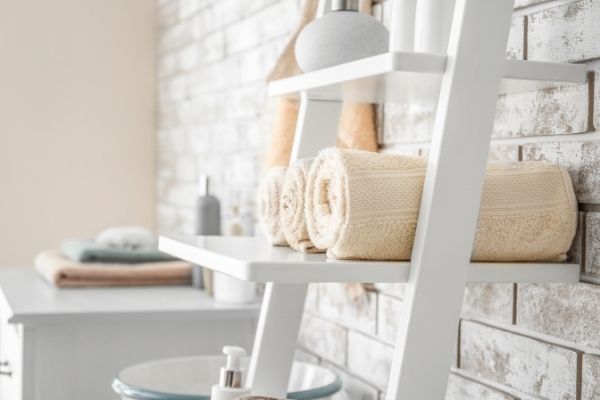 update your bathroom for more storage with bathroom open shelves Baltimore
