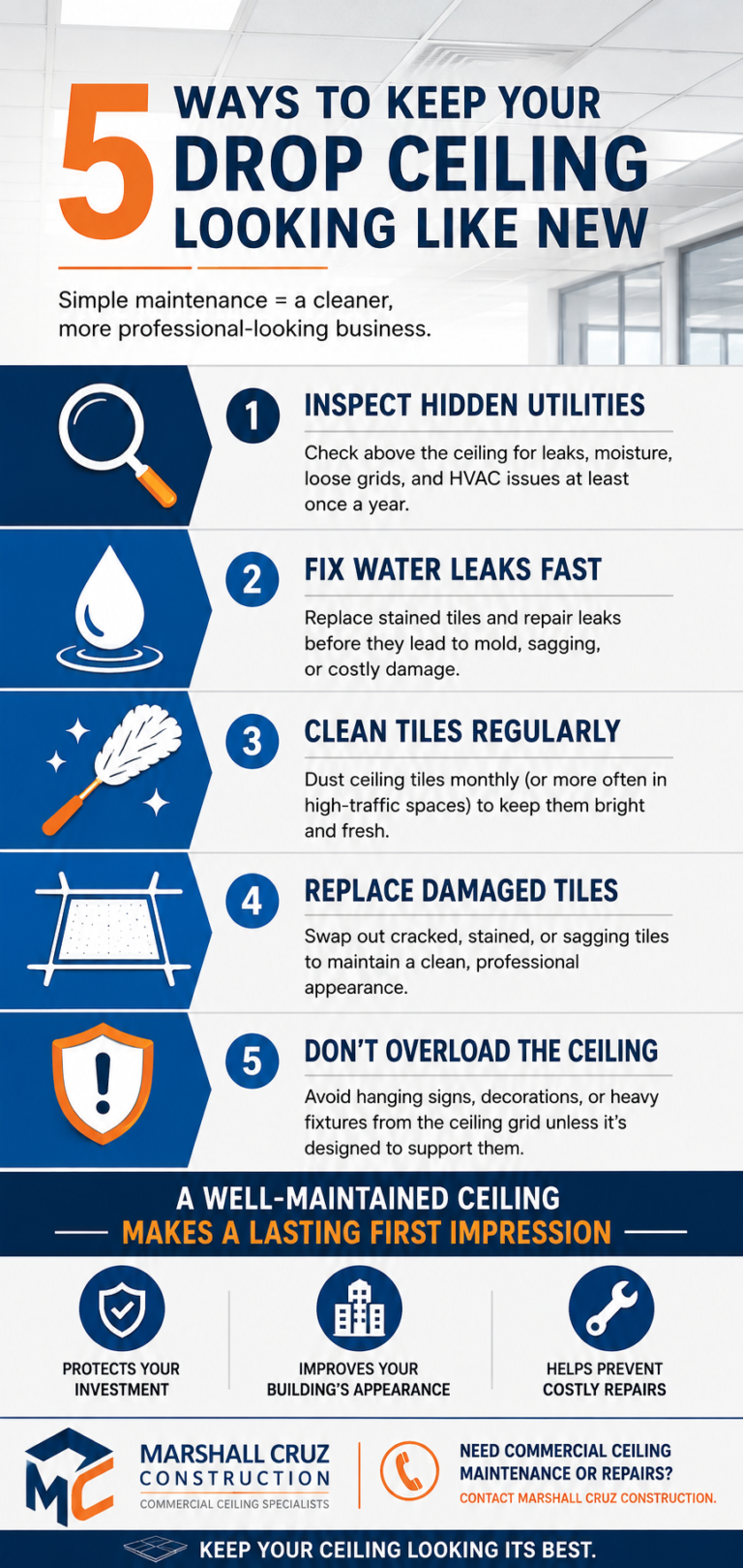5 Ways to Keep Your Drop Ceiling Looking Like New